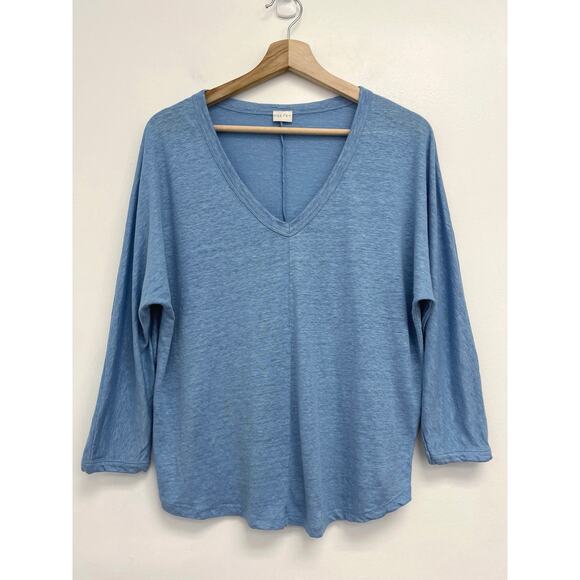 POETRY Linen V-Neck Coastal Lightweight Knit Relaxed 3/4 Sleeve Sweater Top US8 - Picture 8 of 9